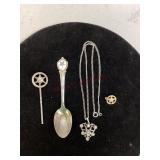 Spoon, pin, necklace & hair pin