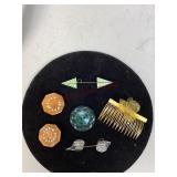 Buttons, bar pins & hair comb