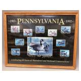 Framed 10 years of waterfowl stamps