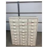 Metal Filing Cabinet with Sewing Supplies