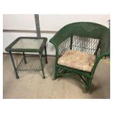 Whicker Rocking Chair and Side Table