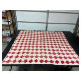 Turkey Red and White Hand Stitched Quilt