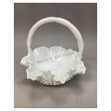 Fenton hobnail milk glass basket