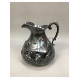 Embossed silver plate water pitcher