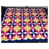 Machine Stitched Geometric Star Quilt Top