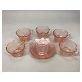 Pink Dogwood Depression Cup and Saucers