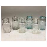 Six assorted canning jars