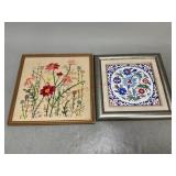 Framed Tile and Embroidery