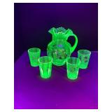 Uranium glass lemonade set