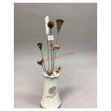 Hat pin holder and nine assorted hat pins