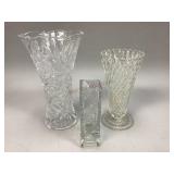 Assorted clear glass vases