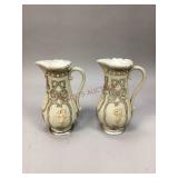 Parian style pottery pitchers