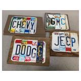 License Plate Signs with Wooden Backs