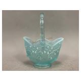 Fenton Aqua Opalescent Lilies of the Valley Basket