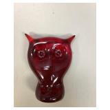 Vintage Ruby Owl Figurine