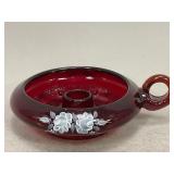 Hand Painted Cadmium Fenton Candle Holder