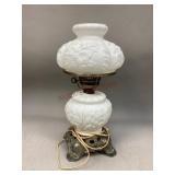 Vintage Milk Glass Hurricane Table Lamp