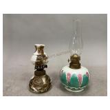Miniature Milk Glass Oil Lamps