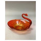 Vintage Persimmon Orange Swan Dish
