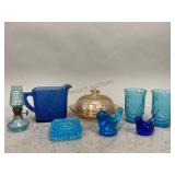 Decorative Blue and Marigold Glassware