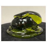 Viking Glass Avocado Bunny on Base