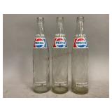 Three One Pint Pepsi Bottles