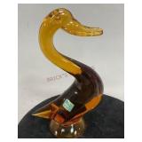 Viking Glass Amber 9 Inch Tall Duck