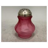 Victorian Cranberry Frosted Glass Muffineer