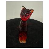 Amberina Glass Smiling Cat