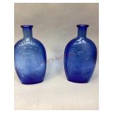 Two Cobalt Blue Glass Bottles