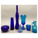 Assortment of Blue Glassware