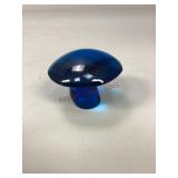 Vintage Blue Glass Mushroom Paperweight