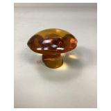 Vintage Amber Glass Mushroom Paperweight