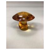 Vintage Amber Glass Mushroom Paperweight