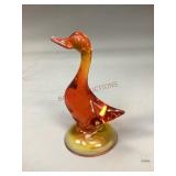 Persimmon Orange Viking Glass Duck Figurine