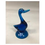 Blue Viking Glass Duck Figurine