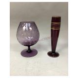 Purple Glass Brandy Snifter & Vase