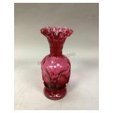 Fenton Cranberry Art Glass Vase