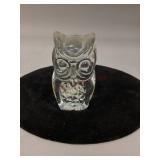Clear Viking Glass Owl Paperweight