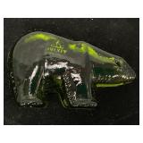 Viking Glass Avocado Flat Back Standing Bear
