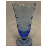 Tiffin Glass Copenhagen Sand Carved Blue Vase