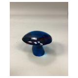 Vintage Blue Glass Mushroom Paperweight