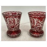 Bohemian Czech Ruby Cut to Clear Glasses