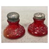 Ruby Stained Glass Salt and Pepper Shakers