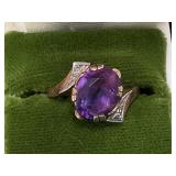 10K Gold Ring with Amethyst Colored Stone