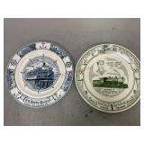 Blue and Green Transfer Ware Plates