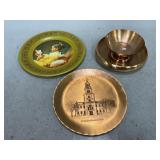 Decorative Bronze Plate, Bowls & Ohio Art Tray