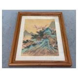 Framed Oriental Watercolor on Silk