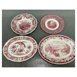 Decorative Red Transfer Ware Plates