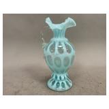 Fenton Blue Opalescent Coin Dot Ewer Pitcher